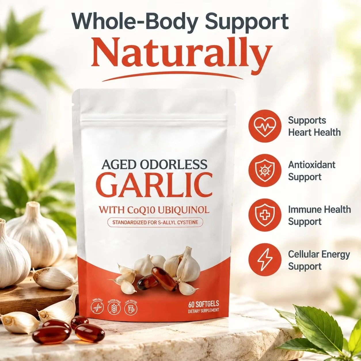 Odorless Aged Garlic Softgels  - Coq10 Ubiquinol Softgel recension och pris