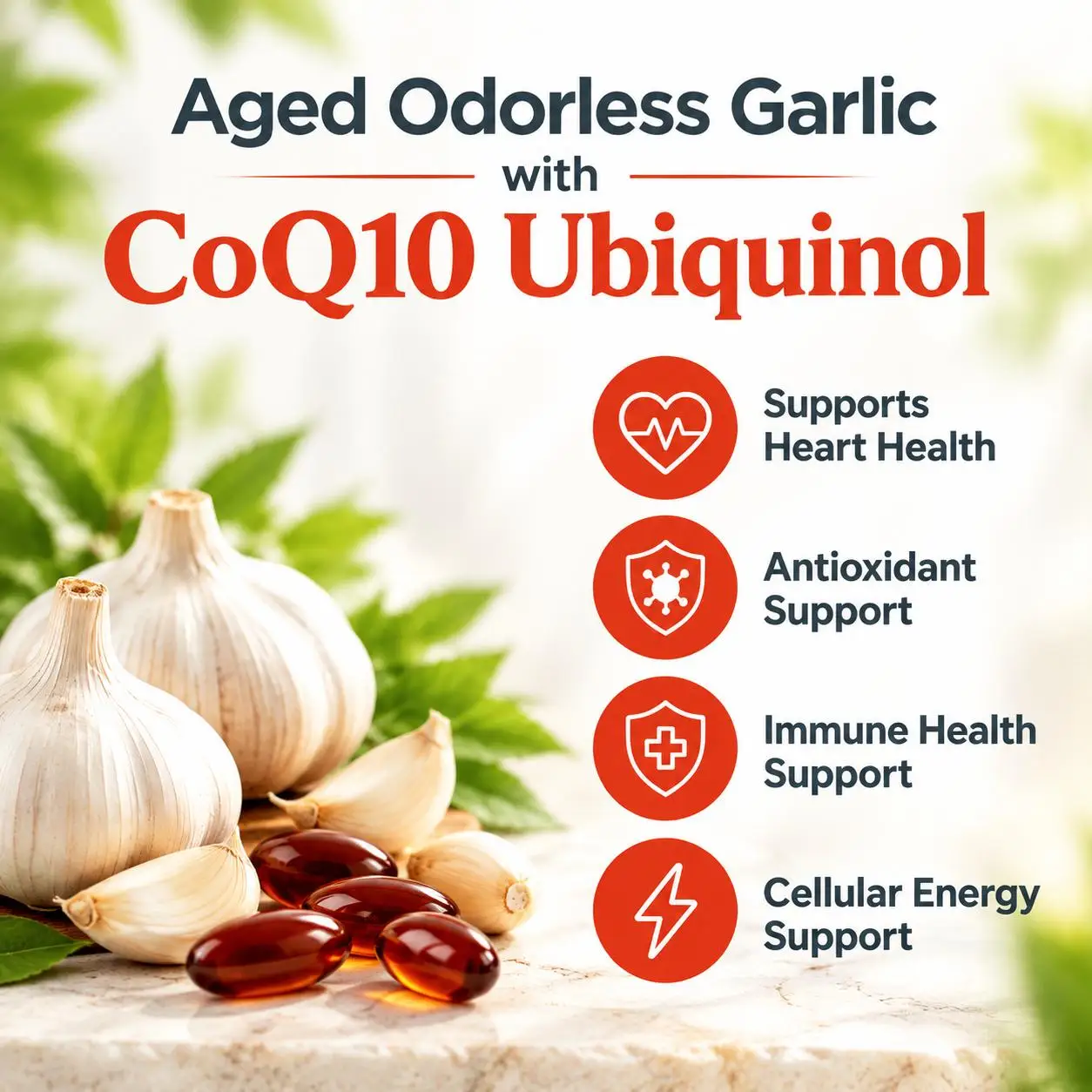 Odorless Aged Garlic Softgels  - Coq10 Ubiquinol Softgel recension och pris